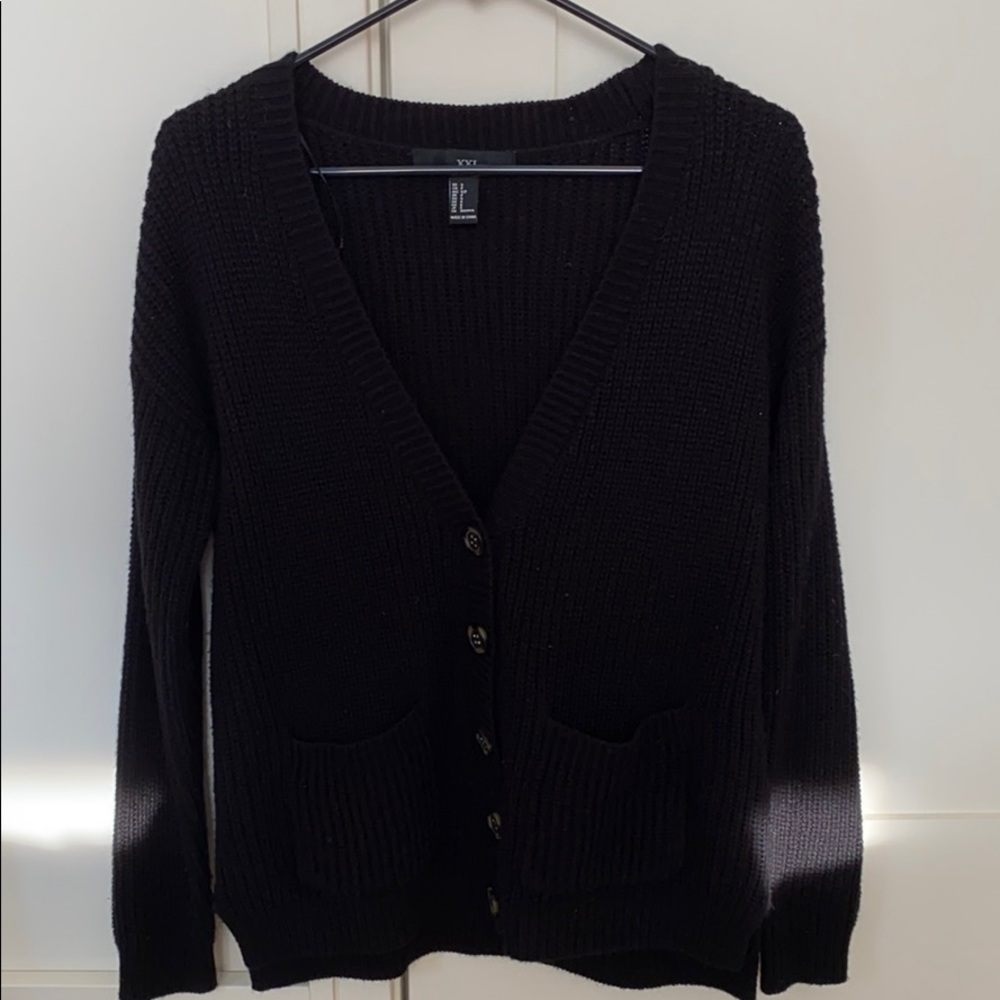 Oversized Black Knit Cardigan